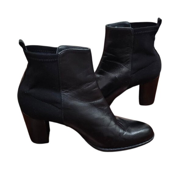 Stuart Weitzman Harper 80 Black Leather Booties Size 7.5 M - Picture 7 of 14